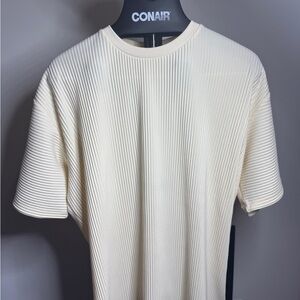 H&M Cream Ribbed Short Sleeve Tee with matching shorts